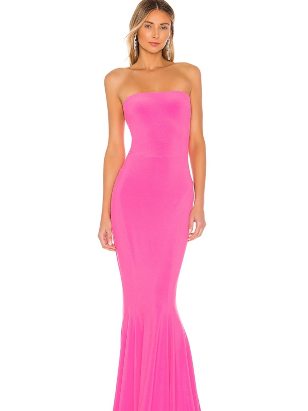 Norma Kamali Strapless Hot Pink Mermaid Gown